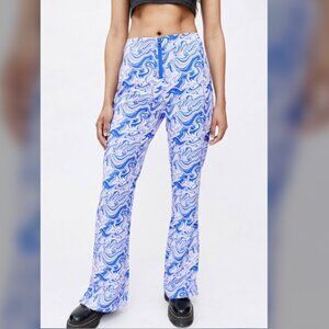 Free People Hosbjerg Adele Purple Liquid Retro Flare Stretch Pants Women size S